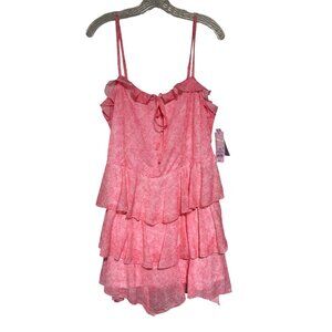 Wild Fable Pink Floral Ruffle Tiered Mini Dress Womens Jr Size Large
